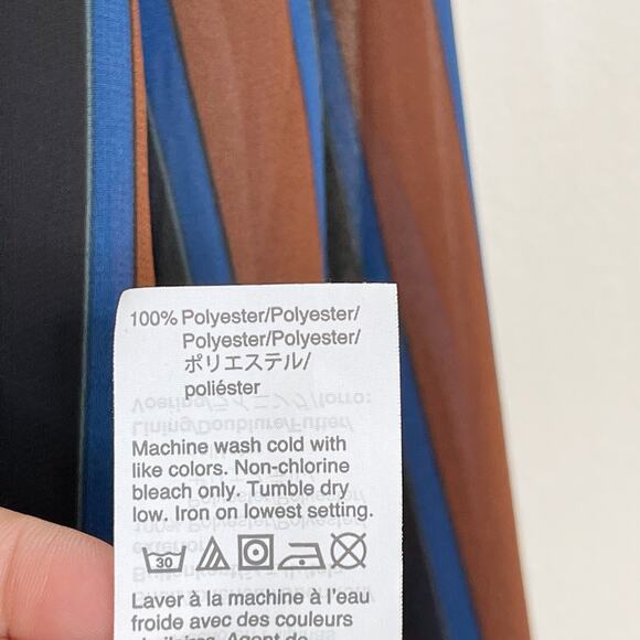 Madewell Sheer Sleeve Top in Academy Stripe Small Black Blue Green Copper Blouse - Picture 8 of 10